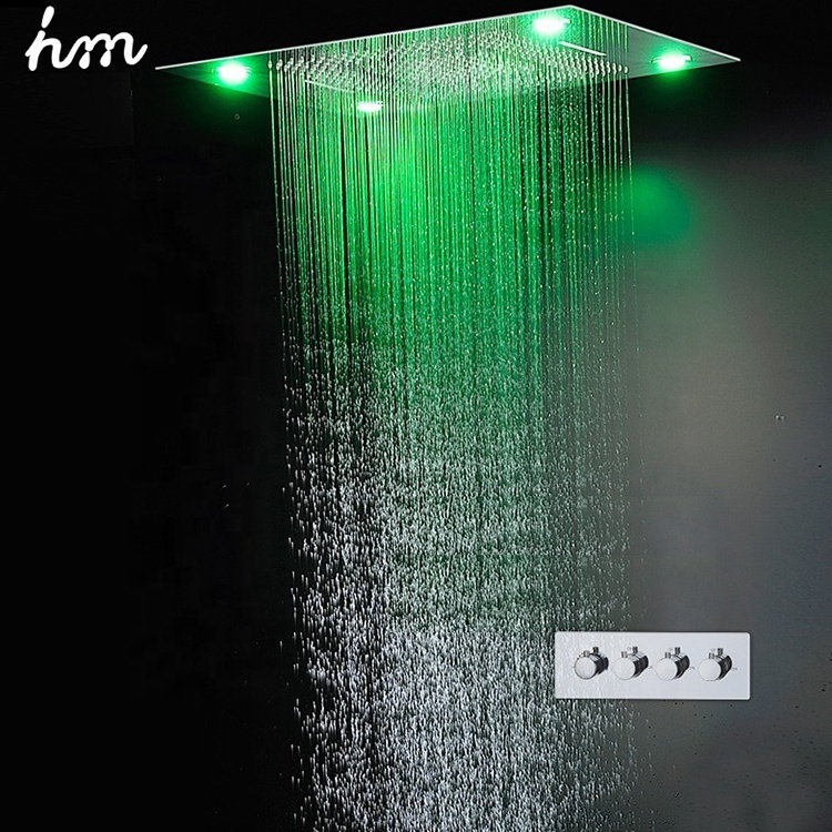 Bathroom Led Shower head Recessed Ceiling Mounted Rainfall Shower Set