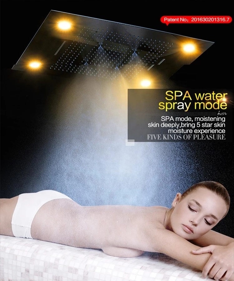 Bathroom fittings 4 function embedded ceiling electric led shower rainfall,waterfall,mist,curtain