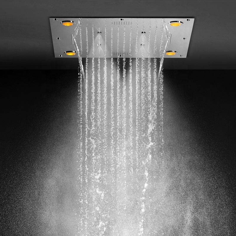 Modern Ceiling 24 inch Waterfall Led Lights Shower Set Bathroom Rain Massage SPA Music Shower Head System