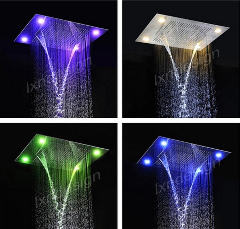 4 function multi function electric led rain shower head waterfall shower head