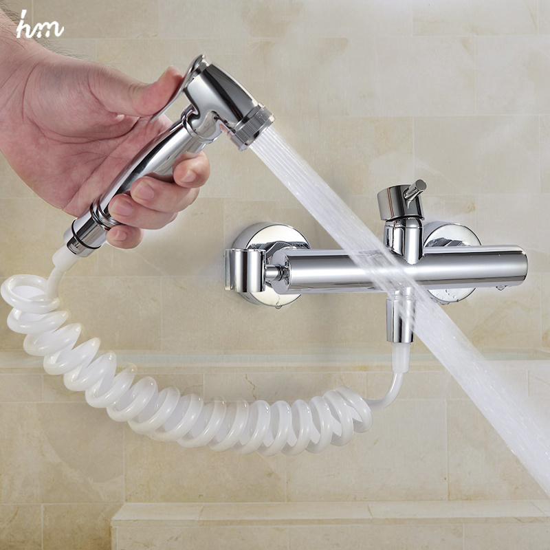 Portable Wall Mounted High Pressure Toilet Nozzle Bidet Mixer Tap Spray Gun Faucet Set