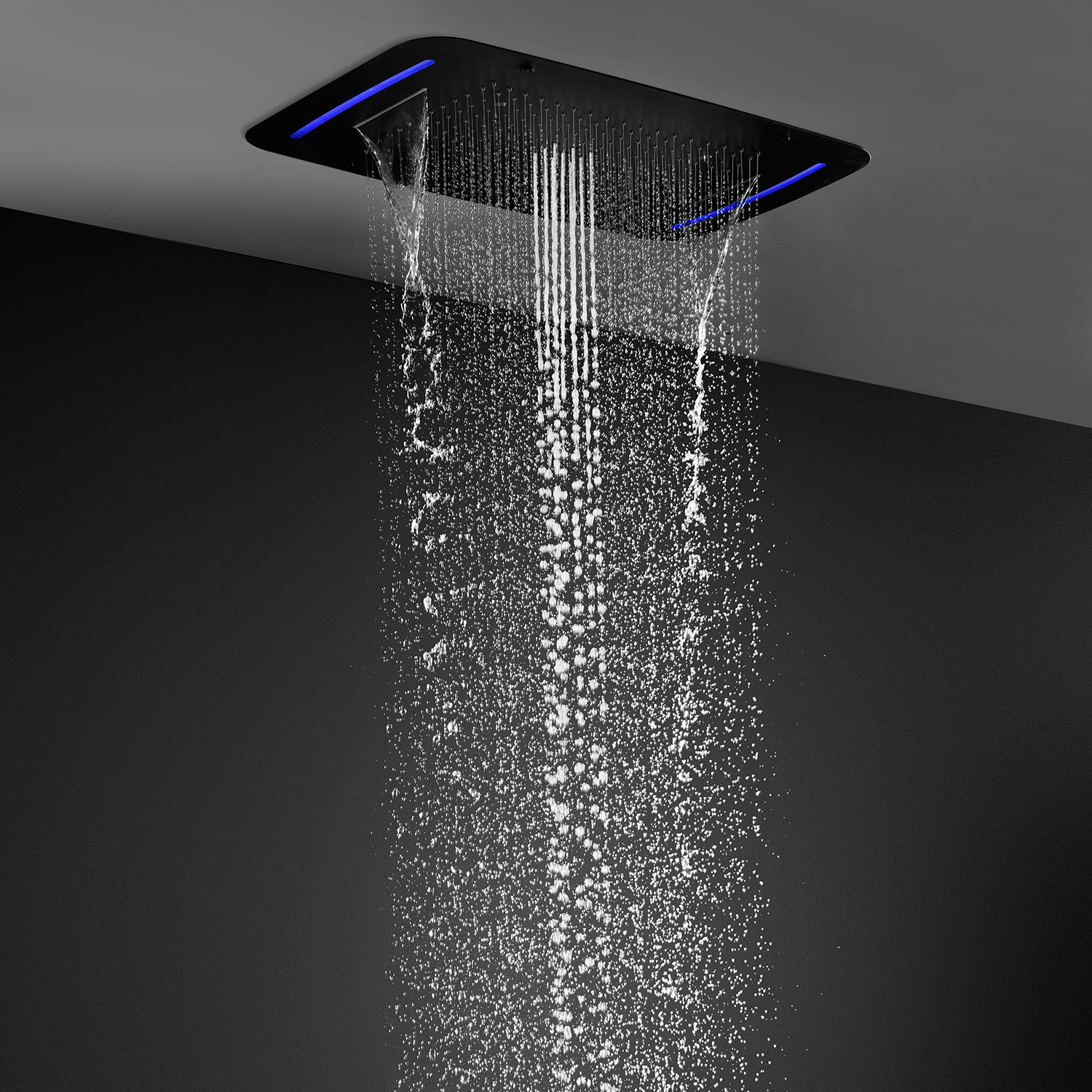 Modern bathroom 6 function smart shower head rainfall waterfall led shower set with body spray jets