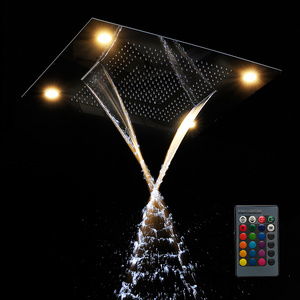 Bathroom fittings 4 function embedded ceiling electric led shower rainfall,waterfall,mist,curtain