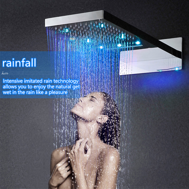 Modern beautiful Led light rain shower head led light temperature control bathroom 230*554*30 mm shower