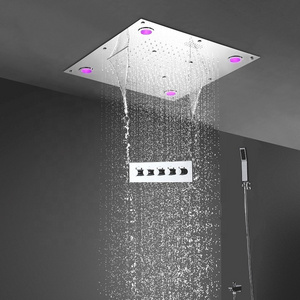 Modern Ceiling 24 inch Waterfall Led Lights Shower Set Bathroom Rain Massage SPA Music Shower Head System