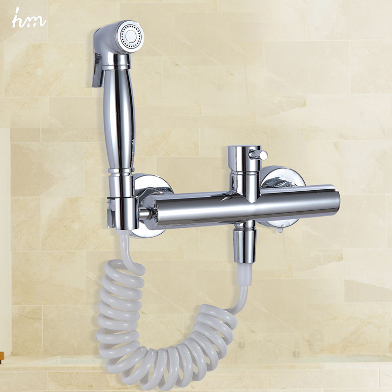 Portable Wall Mounted High Pressure Toilet Nozzle Bidet Mixer Tap Spray Gun Faucet Set