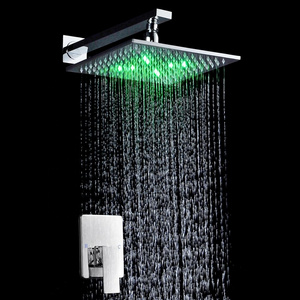 Bathroom Accessories Shower Kit 10 Inch Squate Rainfall LED Shower Head Faucet Hot And Cold Valve With Embedded Box