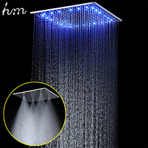 hm Bathroom 304 stainless steel led lighting square ceiling rainfall mist shower head sets system