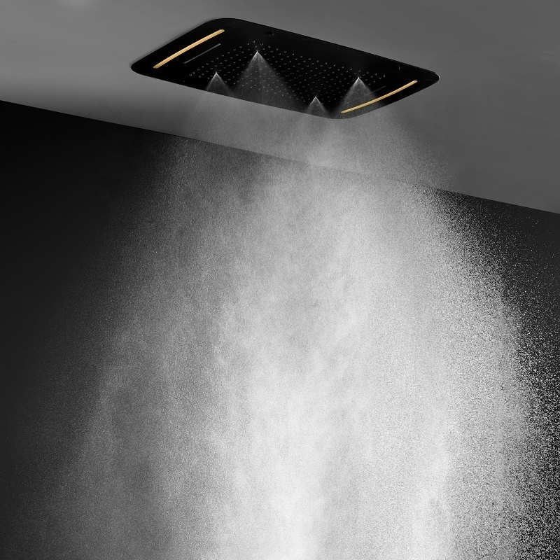 Luxury Bathroom 6 Functions LED Shower System 710X430MM Big Waterfall Rainfall Shower panel with Square Body Spray Jets