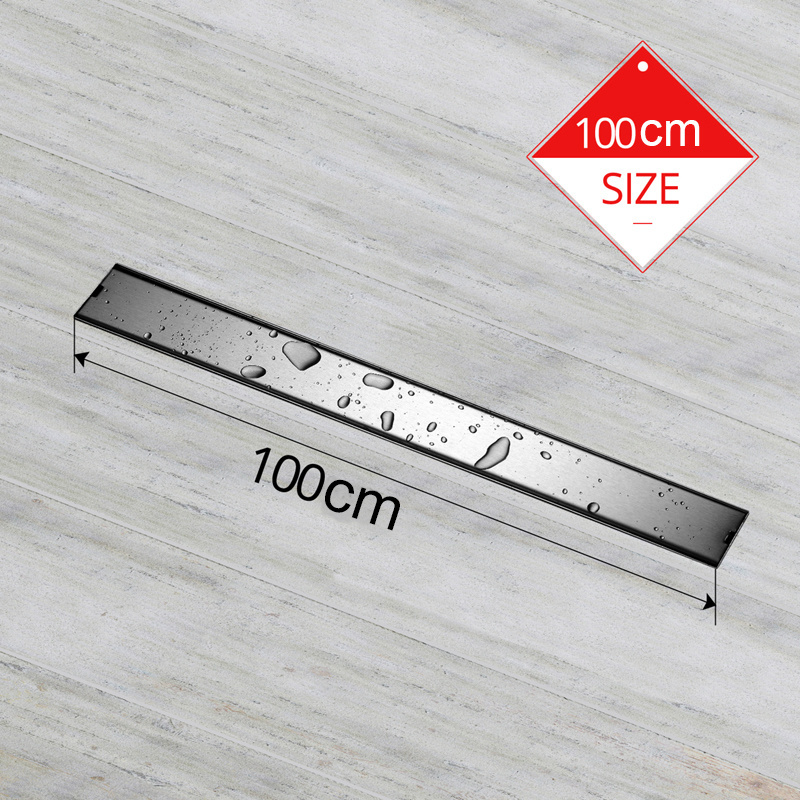 100 / 120 cm Square Stainless Steel Shower Grate Invisible Odor-Resistant Long Floor Trap Drains with Covers