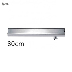 Odor Resistant Floor Drain Cover 80cm Long Rectangular Sus304 Stainless Steel Shower Invisible  Side Drainage Port Floor Drain