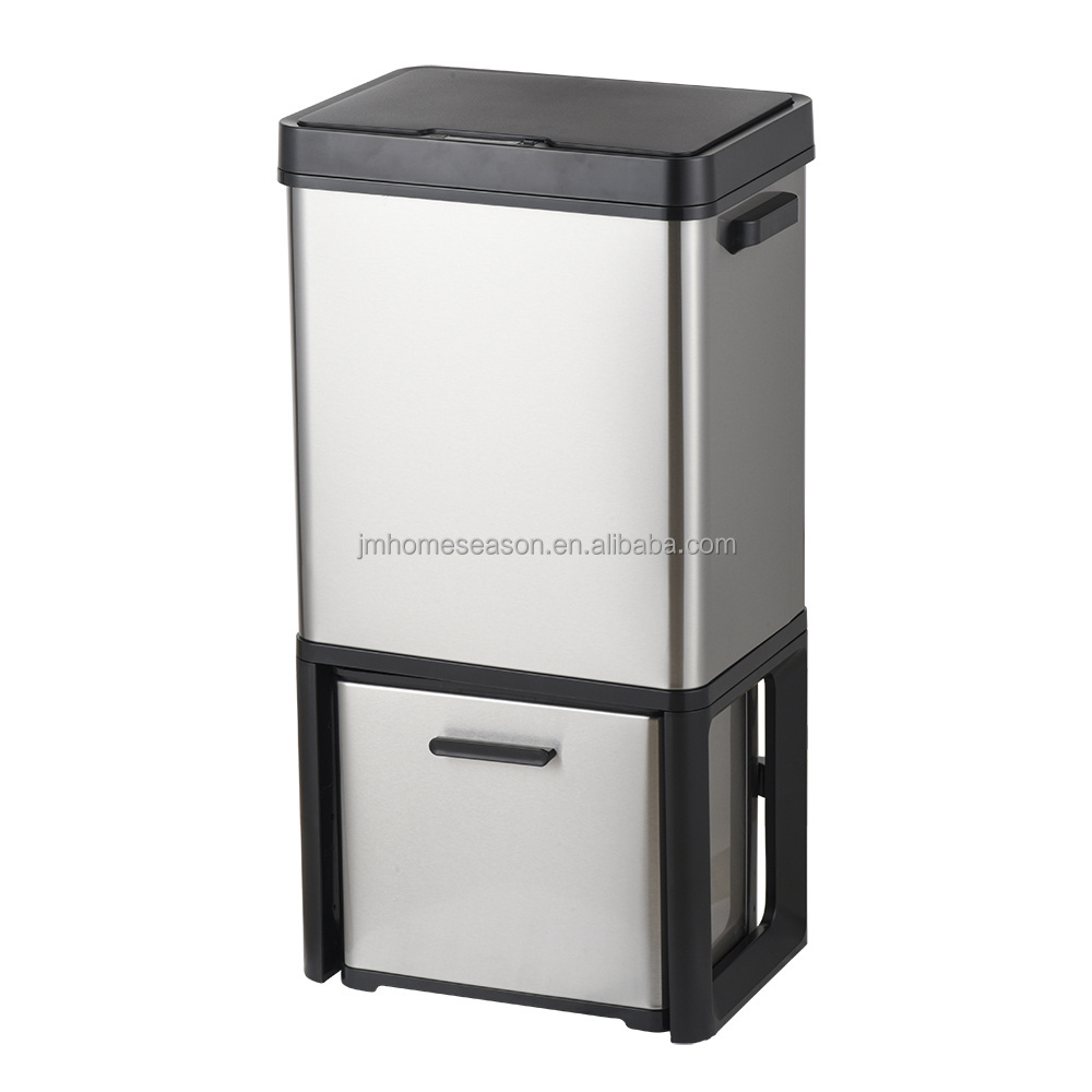 new design fashion 50 70 liters stainless steel square touchless sensor waste dustbin waste bin