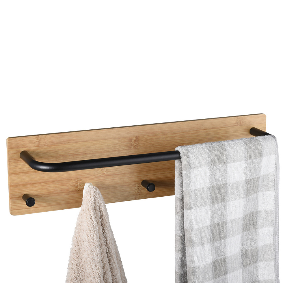 Wooden Bathroom wall mounted clothes drying towel hanger rack