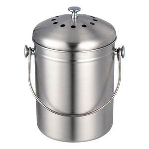 1.3 gallon stainless steel recycling kitchen silver compost pail