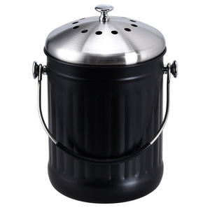 Factory supply stores 5l black stainless steel food compost bin for kitchen