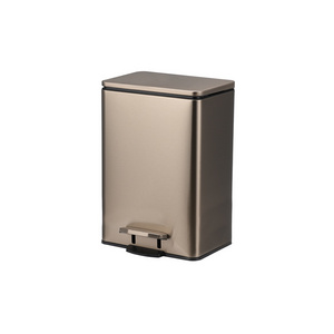 13 gallon stainless steel square trash can foot pedal bin gold