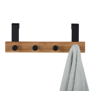 Bathroom Kitchen black metal over door towel rack  drawer hanger hook