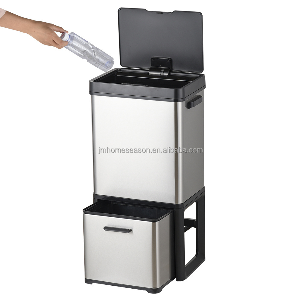 new design fashion 50 70 liters stainless steel square touchless sensor waste dustbin waste bin