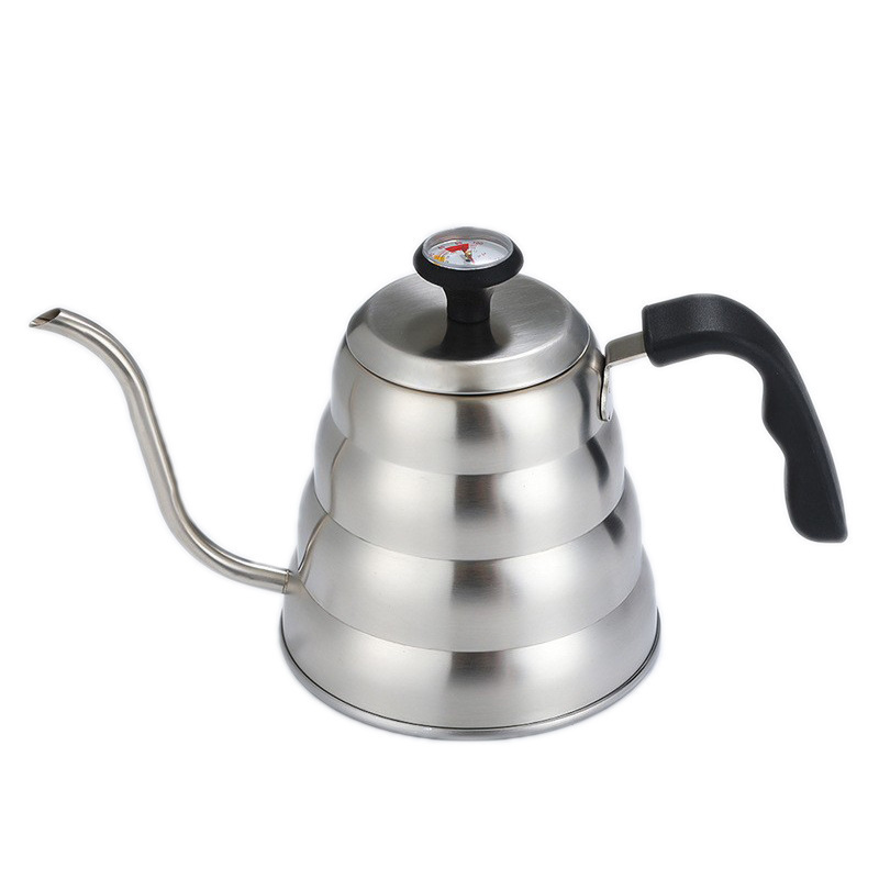 Coffee Maker Accessory Stainless Steel Coffee Kettle with Thermometer Tea Drip Pot Glass Coffee Carafe Gooseneck  Kettle