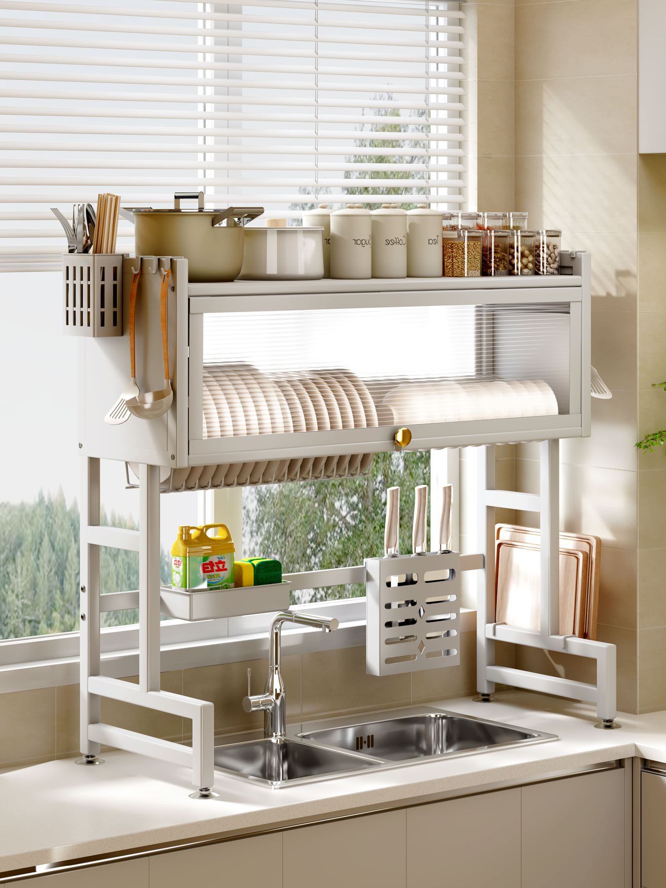 Kitchen Counter Dish Drying Rack Over The Sink Dish Drying Rack 3 Tier Large Dish Rack Storage Counter Organizer