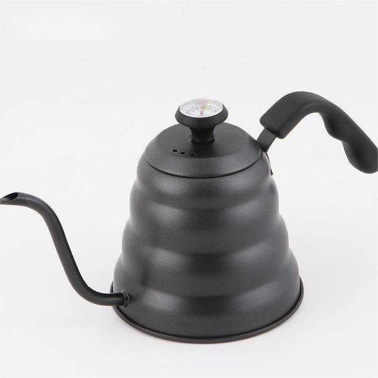 Coffee Maker Accessory Stainless Steel Coffee Kettle with Thermometer Tea Drip Pot Glass Coffee Carafe Gooseneck  Kettle