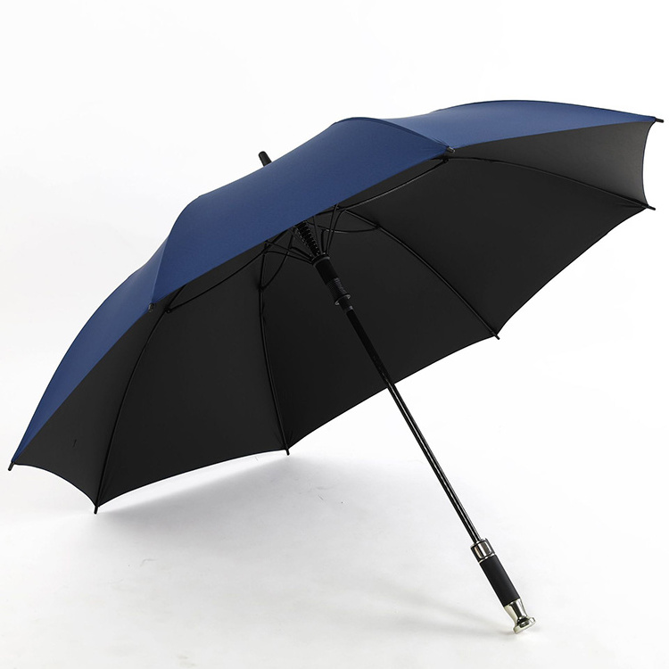 Windproof With Custom Logo High Quality 190T Pongee Uv Proof Black Coating Fiberglass Automatic Opening Golf Umbrella