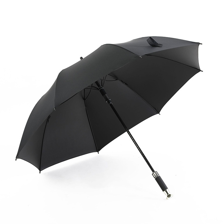 Windproof With Custom Logo High Quality 190T Pongee Uv Proof Black Coating Fiberglass Automatic Opening Golf Umbrella