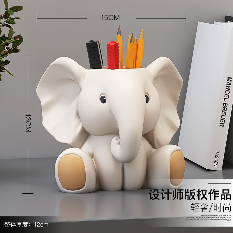 Creative stationery organizer ornament student office desktop birthday gift makeup pen lipstick elephant pencil holder