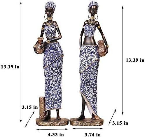 Creative Art Sculptures African Lady Figurine Sculpture Home Decoration for Home Decor Collection Resin Love Europe Artificial