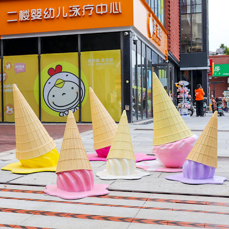 Fiberglass Resin Crafts Fiberglass Candy Donuts Ice Cream Cone Ice Cream Cone Statue For Store Display Decor for sale