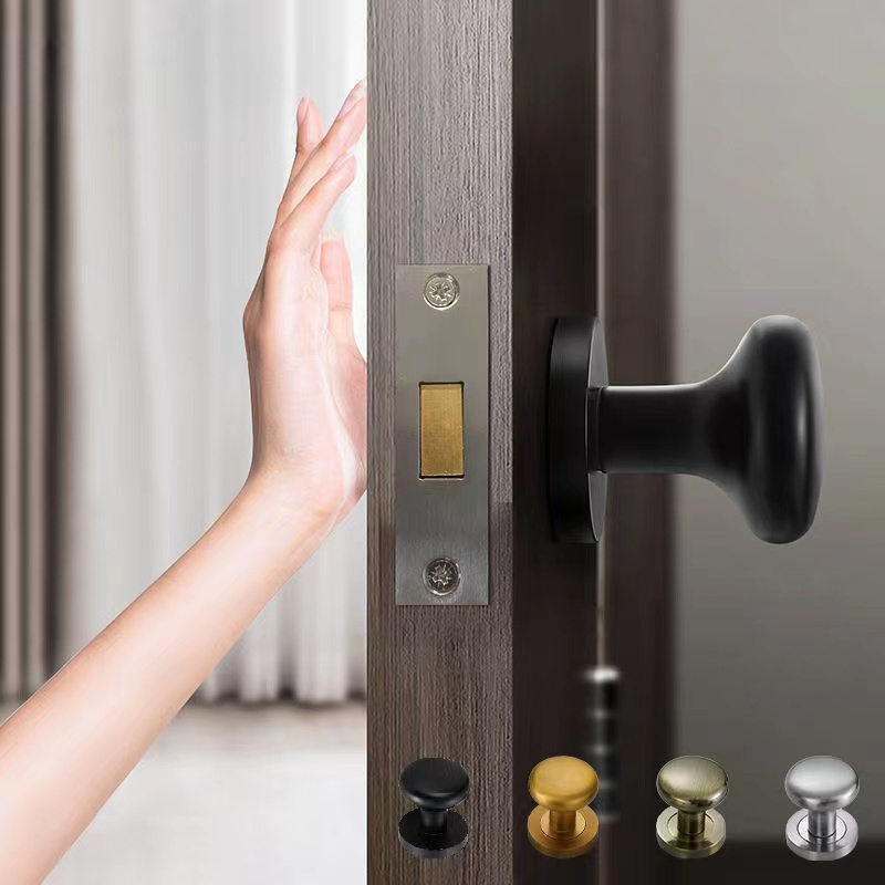 Double Ball Round Lock Bedroom Copper Ball Lock Door Knob Polished Gold Door Handle