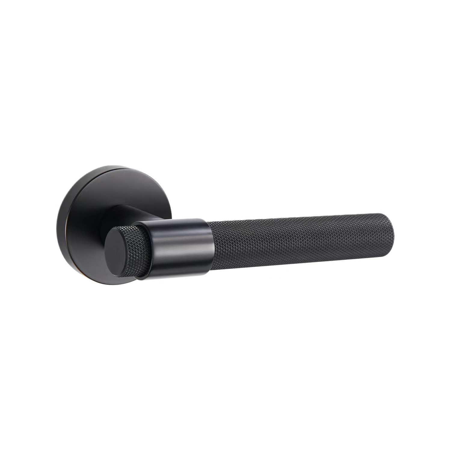 New Arrivals Interior Door Handle Luxury Round Matt Black Door Knurled Door Lever Handle for Bedroom