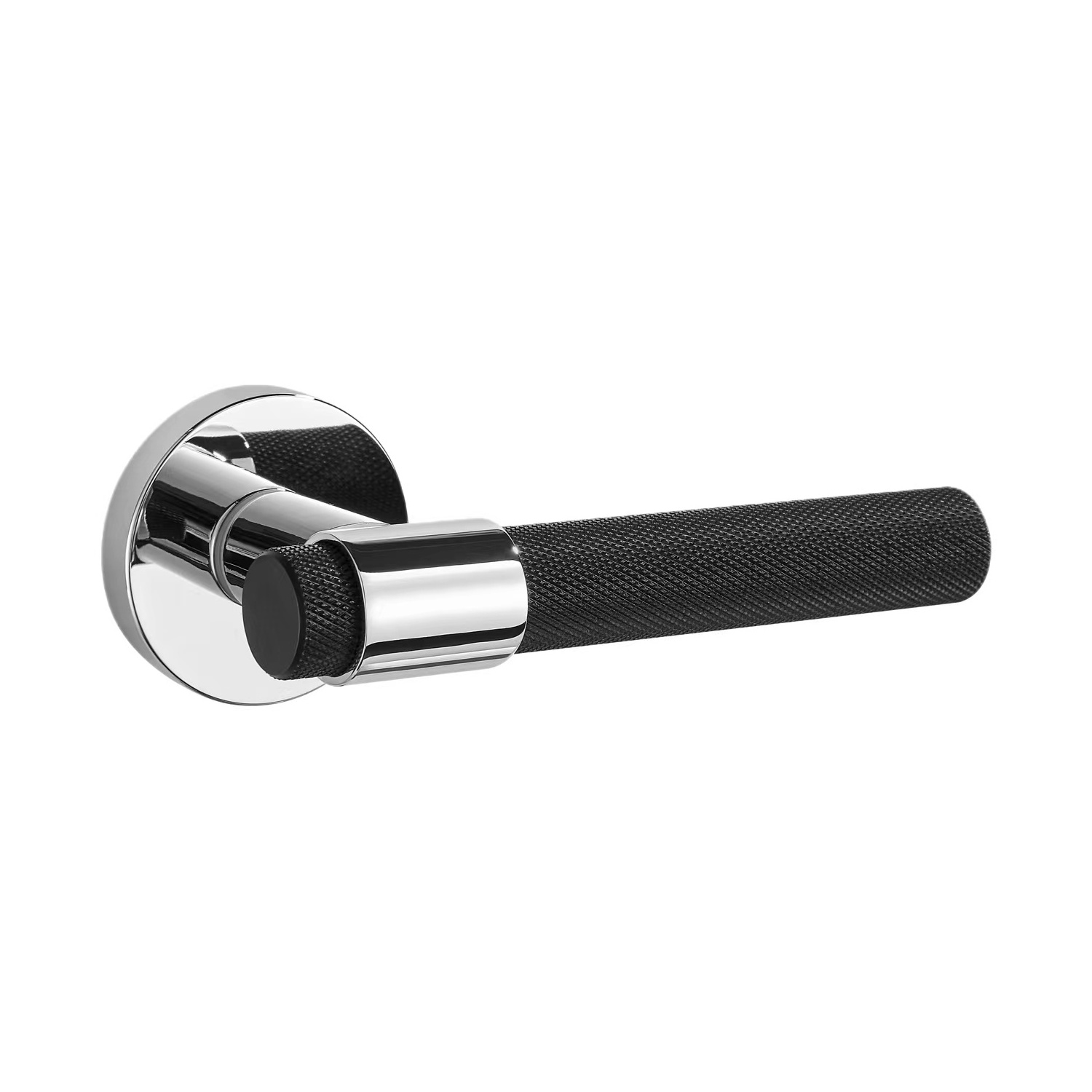 New Arrivals Interior Door Handle Luxury Round Matt Black Door Knurled Door Lever Handle for Bedroom