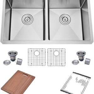 32 Undermount Double Bowl Workstation water fall  Kitchen Sink with Accessories 16 Gauge Stainless Steel sinks