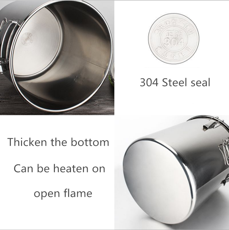 Stainless Steel 304 Body+ Ss201 Lids Large Stock Pots With Locks Tall Bucket With Sealed Lid For Oil Drum Wine Drum