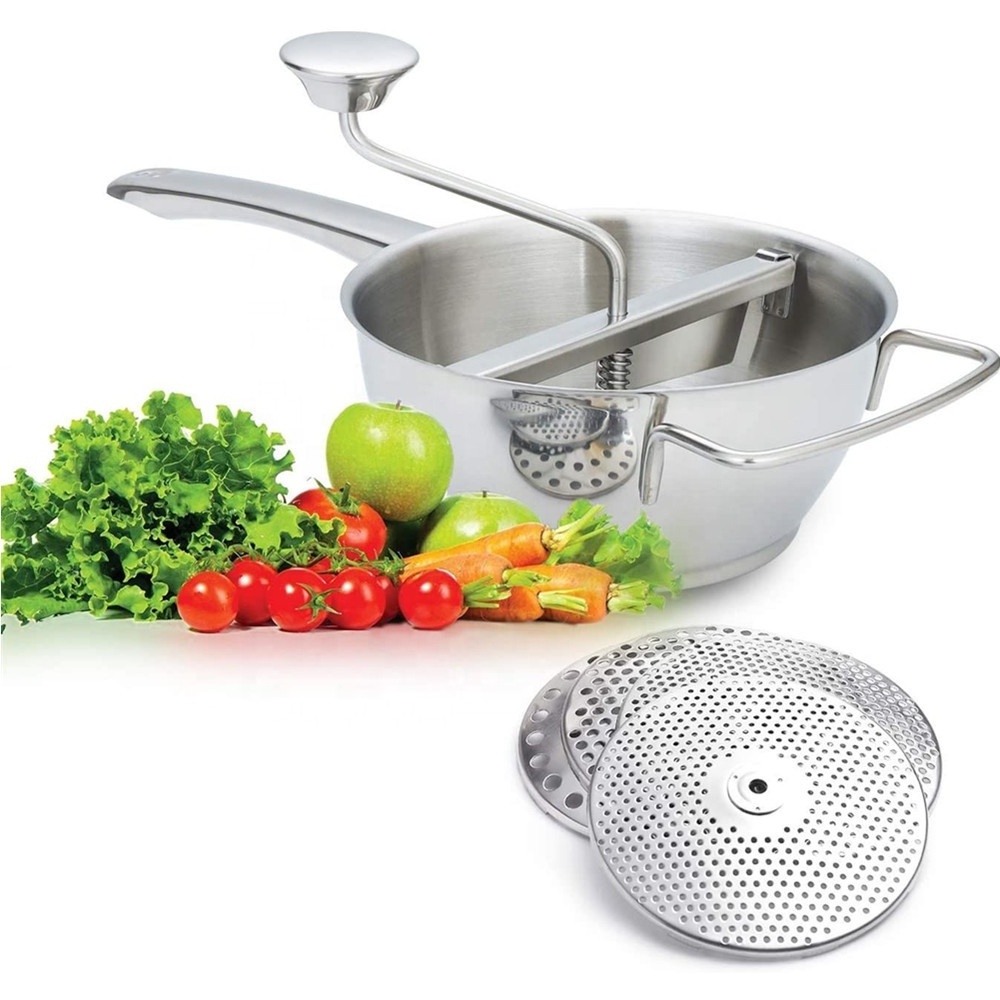 Kitchen Accessories Manual Stainless Steel Food Mill with 3-Grinding Sizes