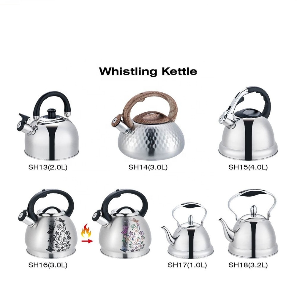 Stainless Steel Tea Kettle Teapot 3.2L Whistling Tea Kettle Tea Pots for Stove Top with Wood Pattern Handle