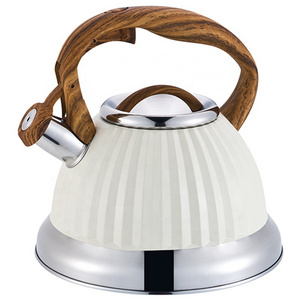 Stainless Steel Tea Kettle Teapot 3.2L Whistling Tea Kettle Tea Pots for Stove Top with Wood Pattern Handle