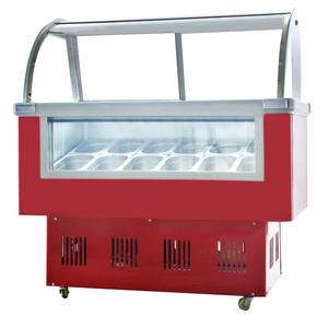 Portable Commercial 12 Plates Gelato Ice Cream Showcase Display Freezer glass door in Turkey