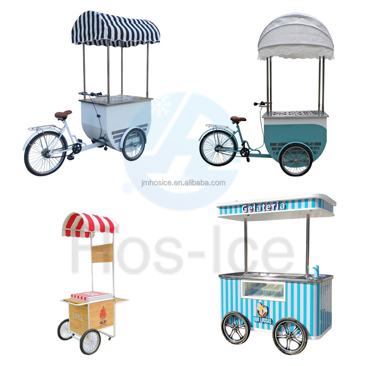 Commercial Mini Frozen Ice Cream Display Cart Trailer Gelato Mexican Beach Ice Cream Freezer Hand Cart Push Carts For Ice Cream