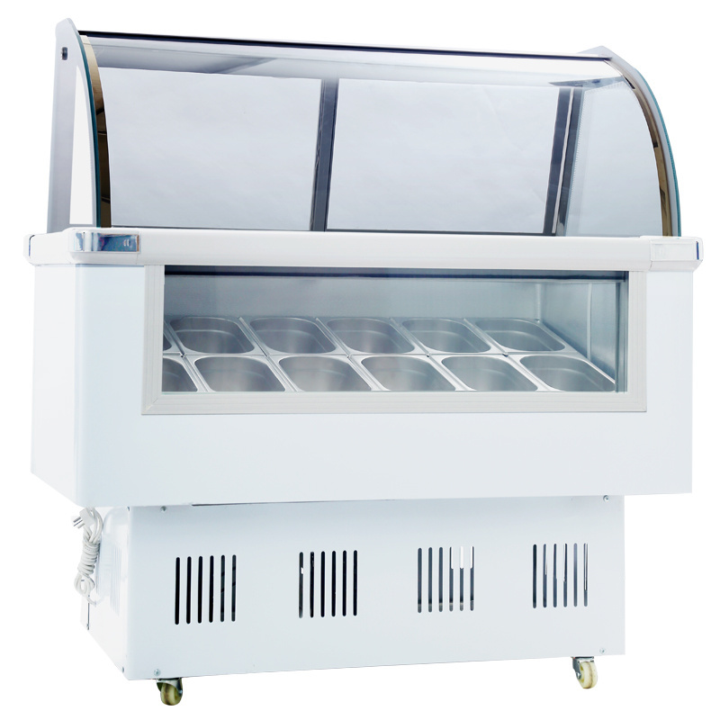 12 pans Commercial Used Outdoor Italian display freezer glass door Ice Cream Display Freezer  For Sale