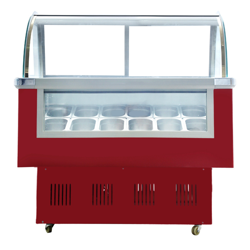 Portable Commercial 12 Plates Gelato Ice Cream Showcase Display Freezer glass door in Turkey