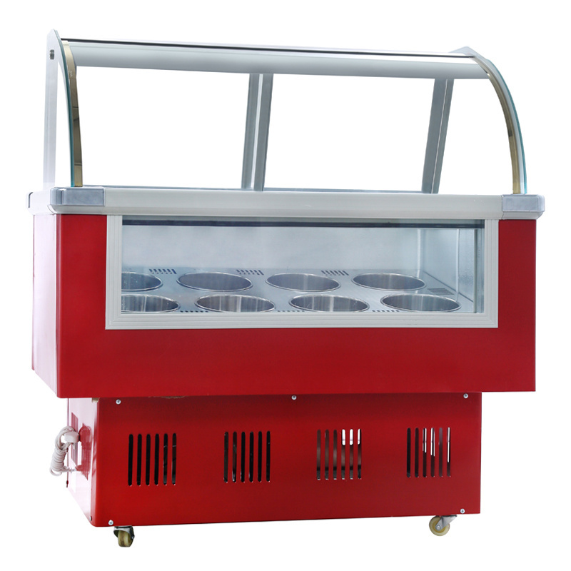 Portable Commercial 12 Plates Gelato Ice Cream Showcase Display Freezer glass door in Turkey