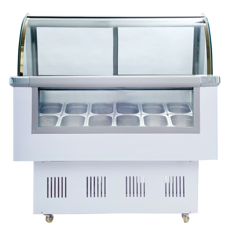 12 pans Commercial Used Outdoor Italian display freezer glass door Ice Cream Display Freezer  For Sale