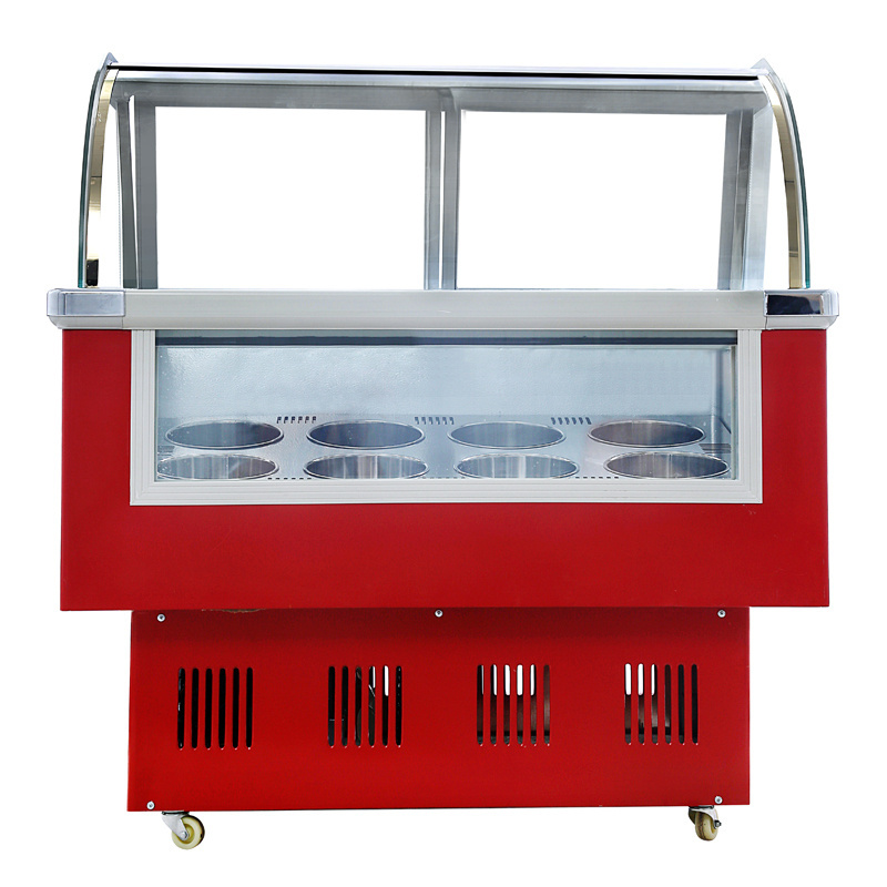 Portable Commercial 12 Plates Gelato Ice Cream Showcase Display Freezer glass door in Turkey