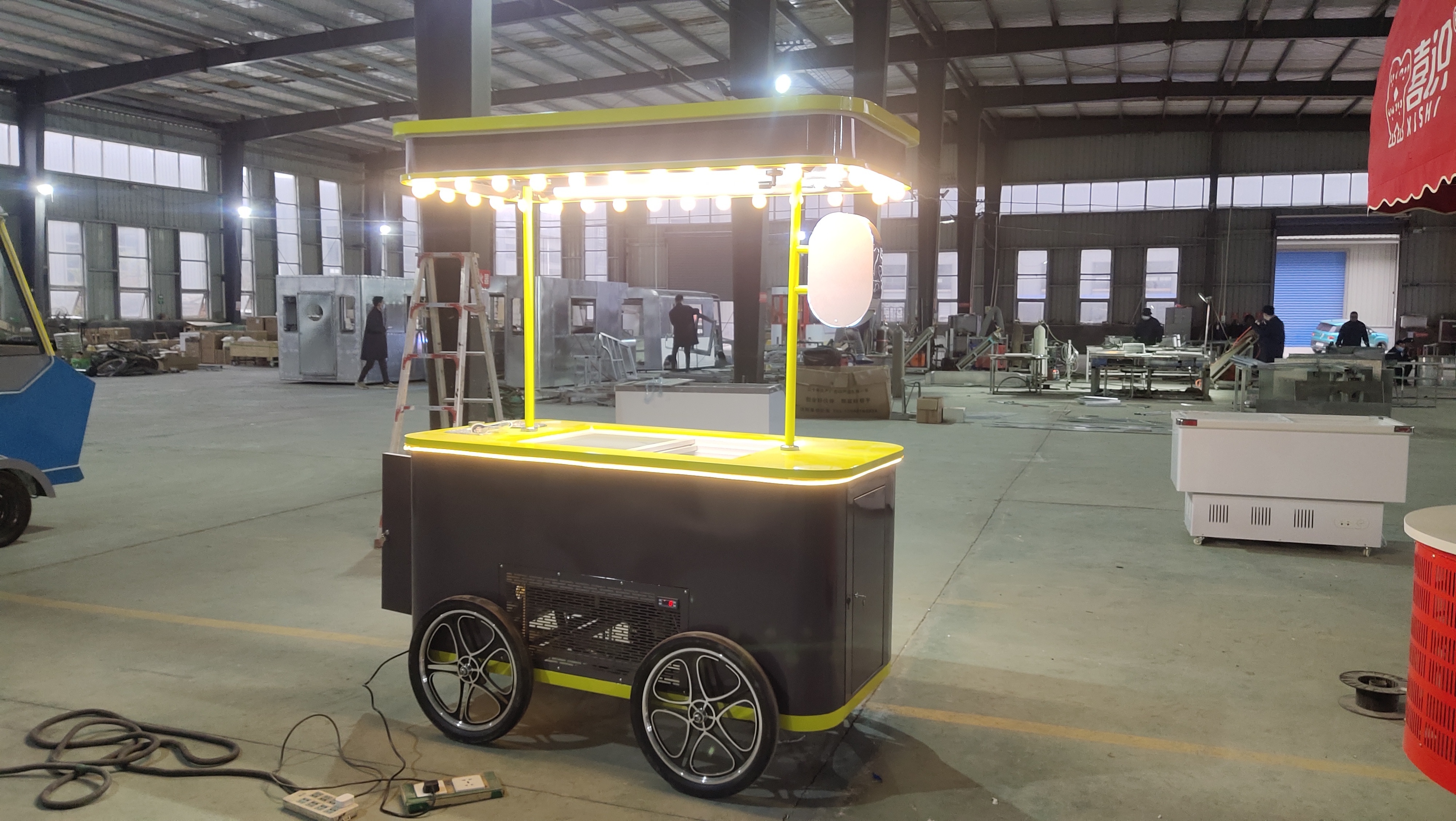 speciality electric battery charge ice cream cart for casings/ food truck ice cream juice machine/ice cream machine cart