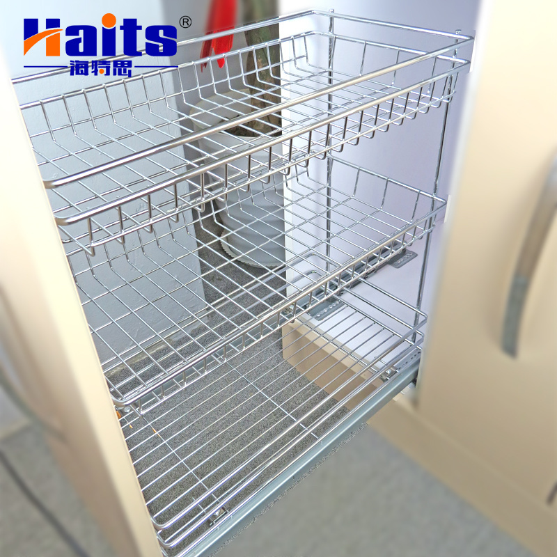 Kitchen Storage Basket Sliding Cabinet Basket Organizer Pull Out Basket For Kitchenware Cabinet