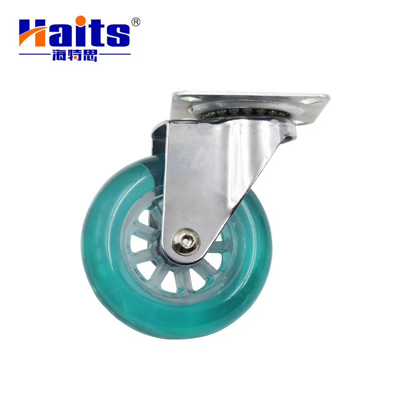 Locking Heavy duty furniture transparent rubber caster and wheel