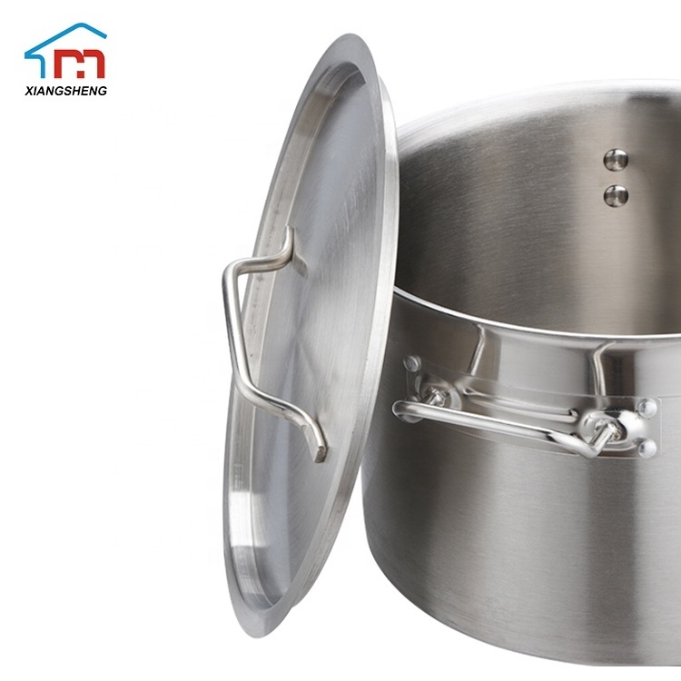 commercial industrial large 304 stainless steel cooking high stock pot warmer range  wholesale set soup and stock pot