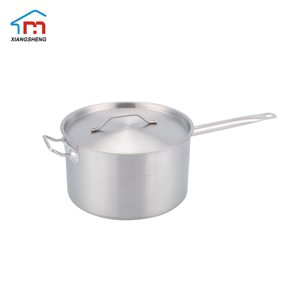 Restaurant Kitchen Stainless Steel Tri-ply Milk Pot Sauce Pan With Single Handle